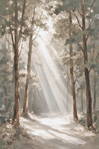 ARBYNART Impressionist Art | Sunbeams on a Forest Path