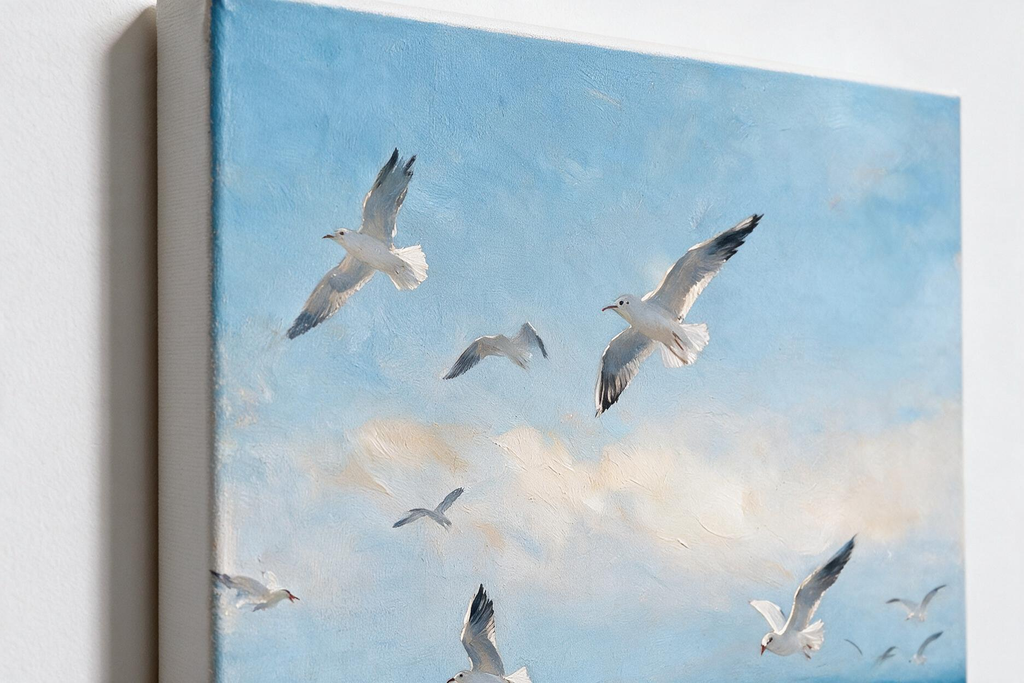 ARBYNART Impressionist Art | Gulls Rising from the Sand