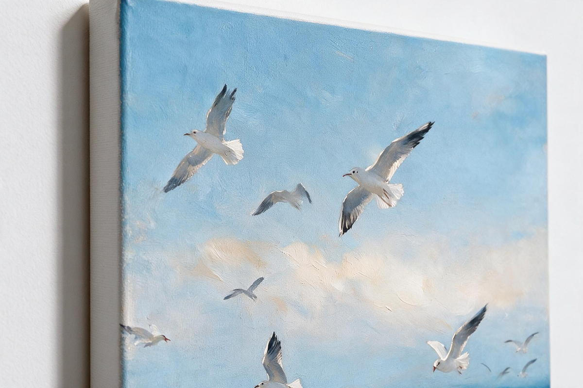 ARBYNART Impressionist Art | Gulls Rising from the Sand