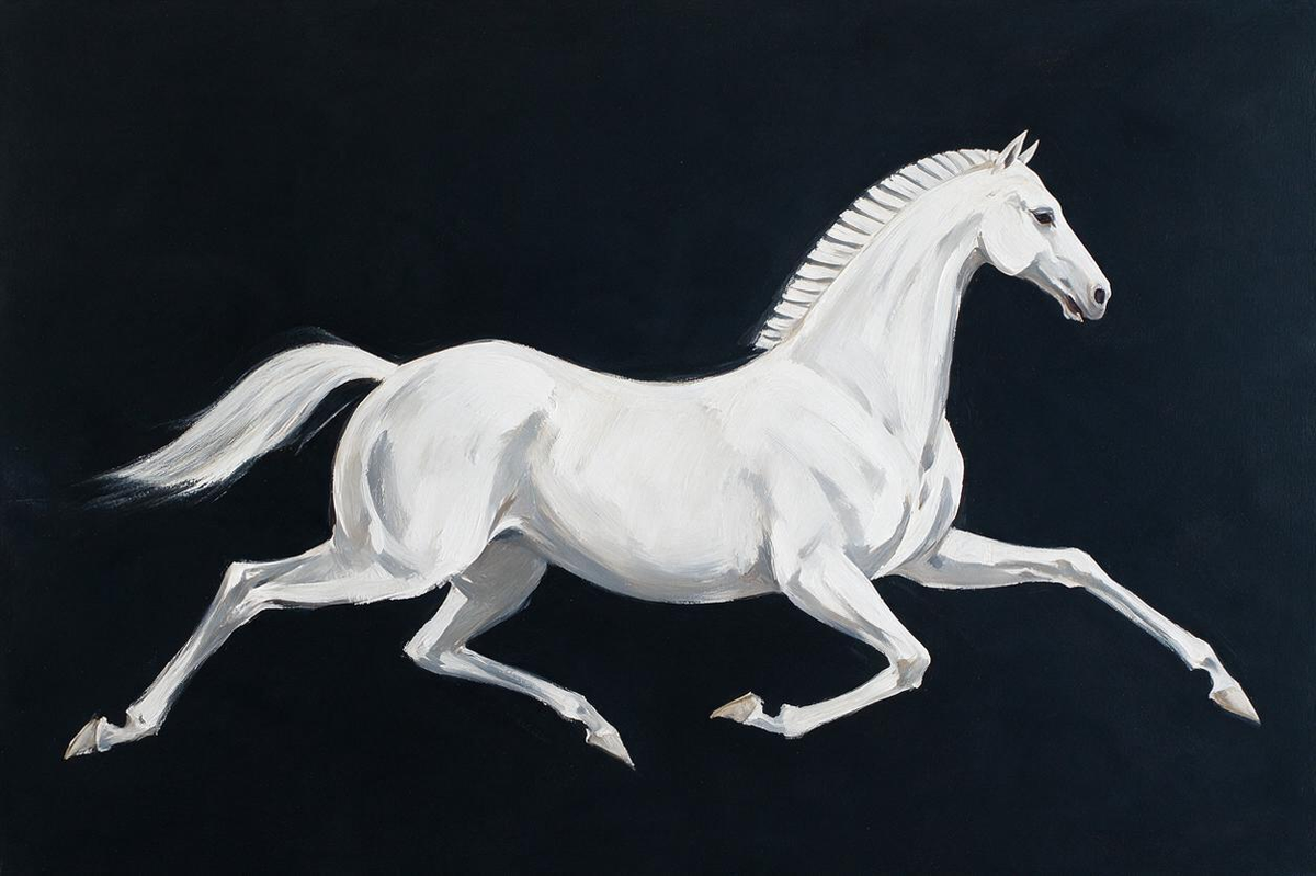 ARBYNART Americana Art | White Horse Against Black