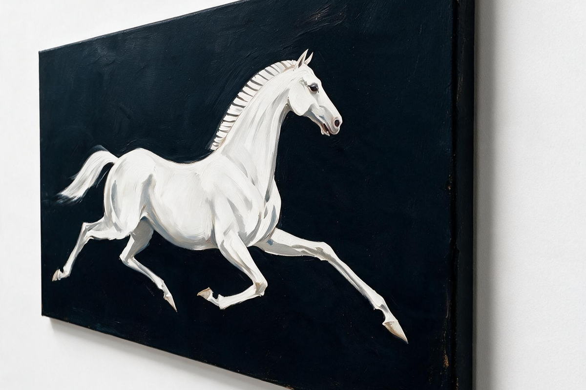 ARBYNART Americana Art | White Horse Against Black
