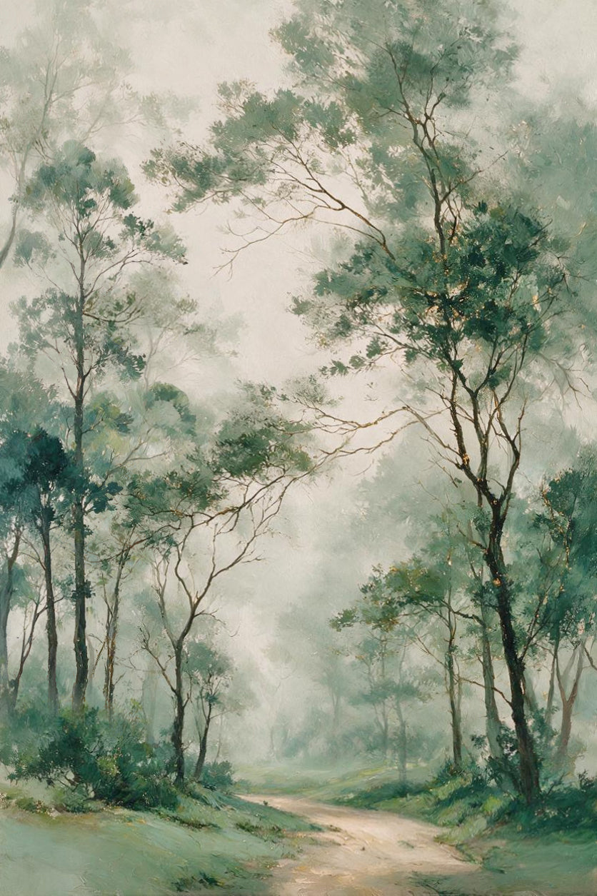 ARBYNART Impressionist Art | Deep Green Trees over a Winding Path