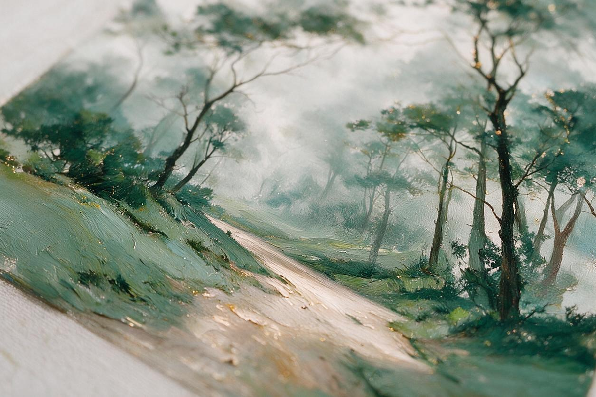 ARBYNART Impressionist Art | Pale Road through Green Mist