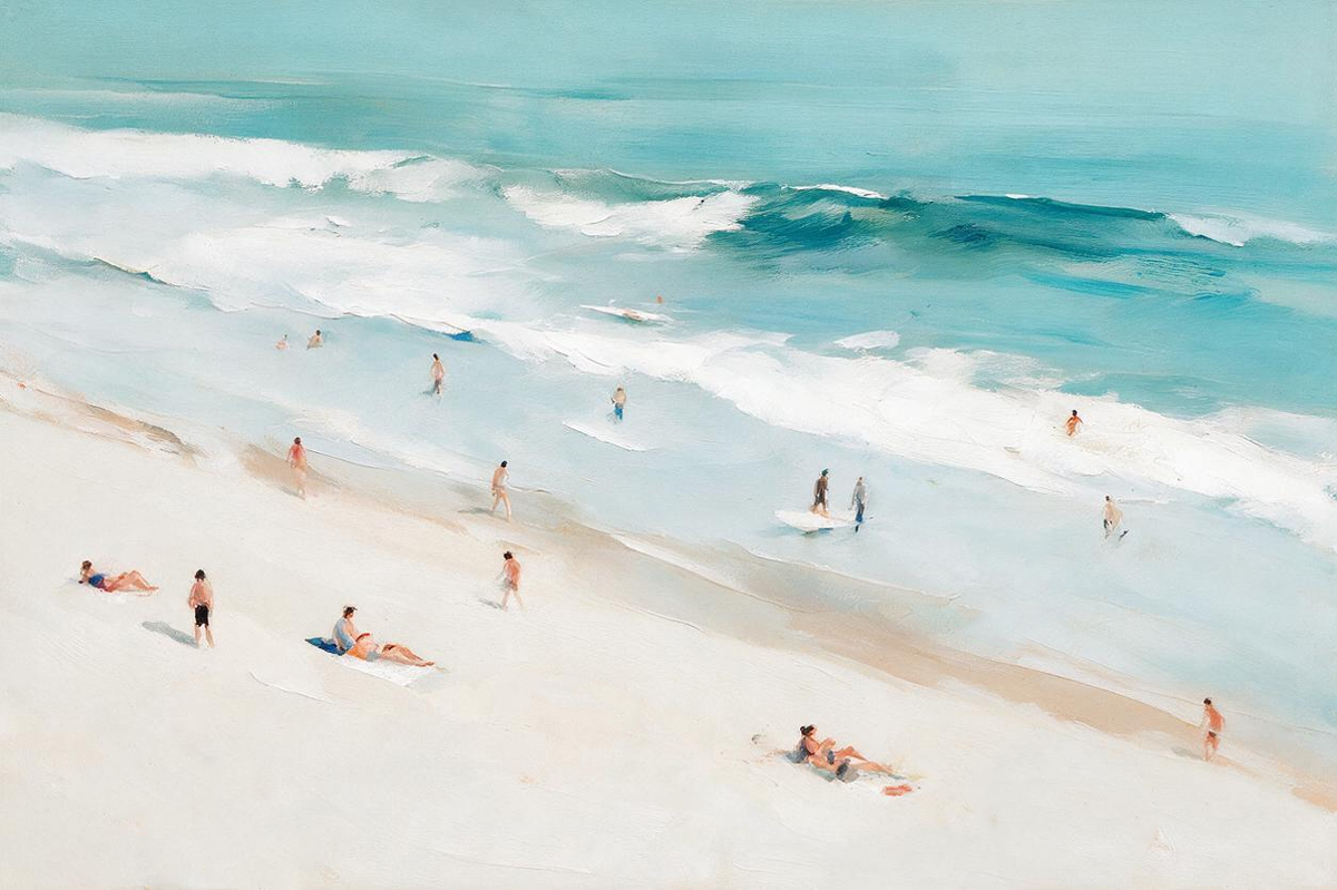 ARBYNART Impressionist Art | Bathers Scattered Along the Surf