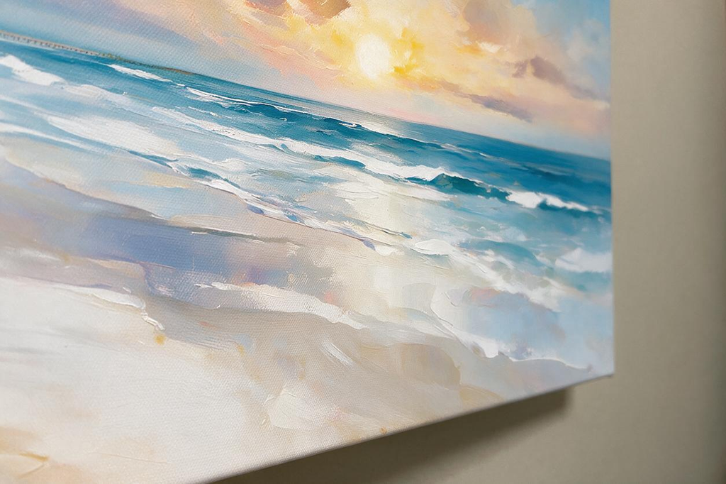 ARBYNART Impressionist Art | Full Sun above Layered Blue Surf