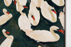 ARBYNART Abstract Art | Ivory Swans in Emerald Waters