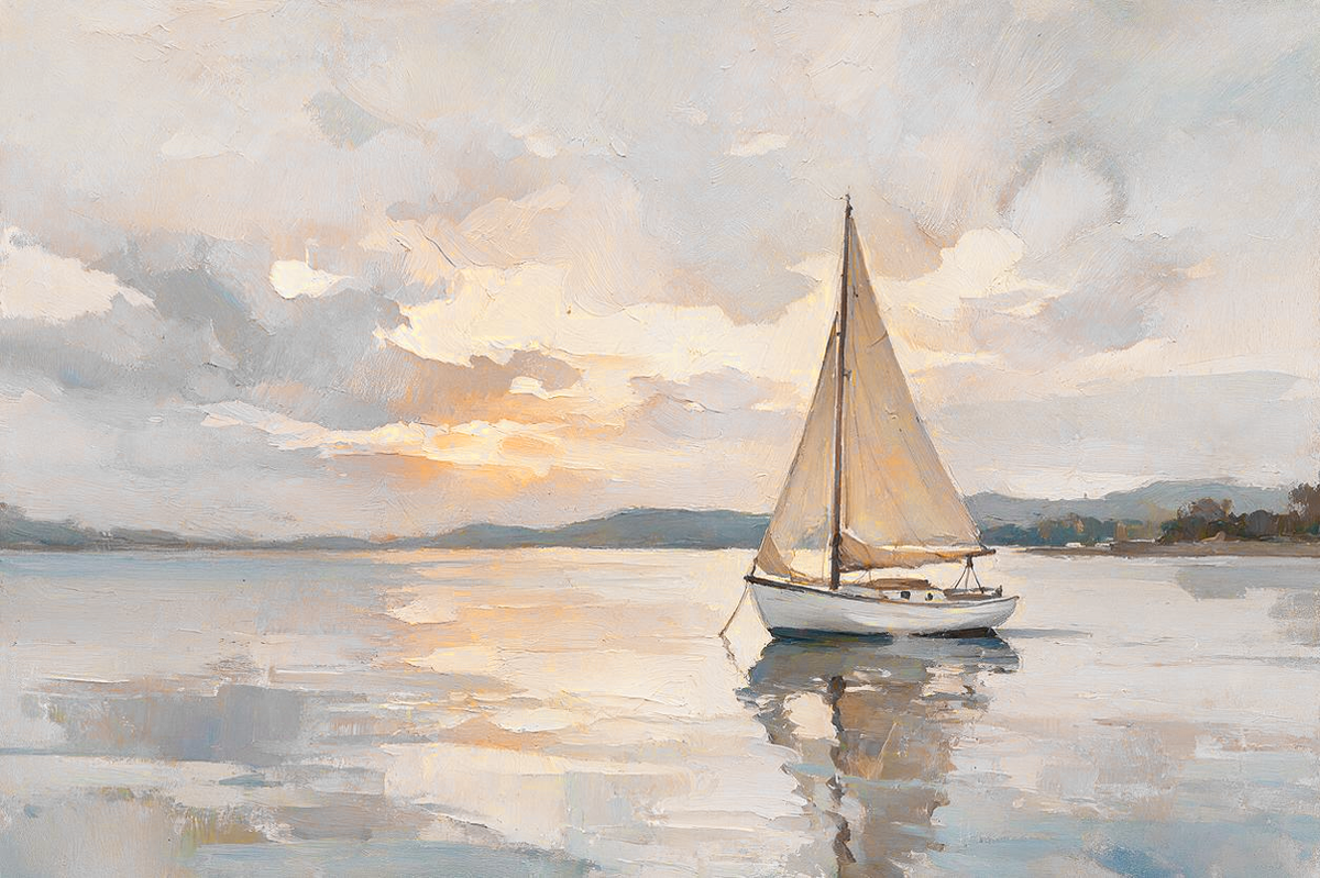 ARBYNART Impressionist Art | Golden Silence at Sea