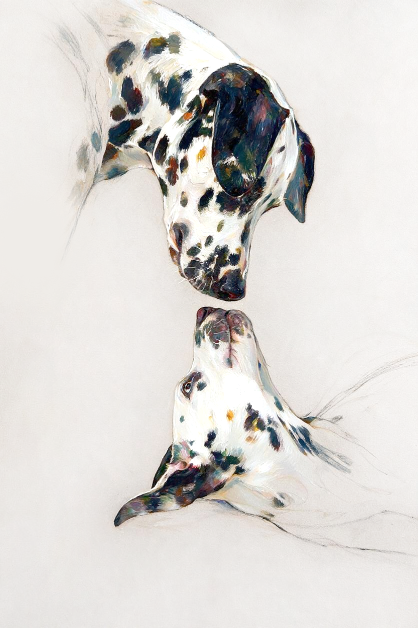 ARBYNART Impressionist Art | Two Dalmatians Facing Each Other