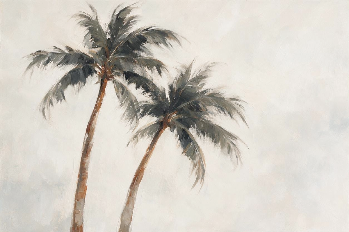 ARBYNART Impressionist Art | Two Palm Trees on Pale Ground