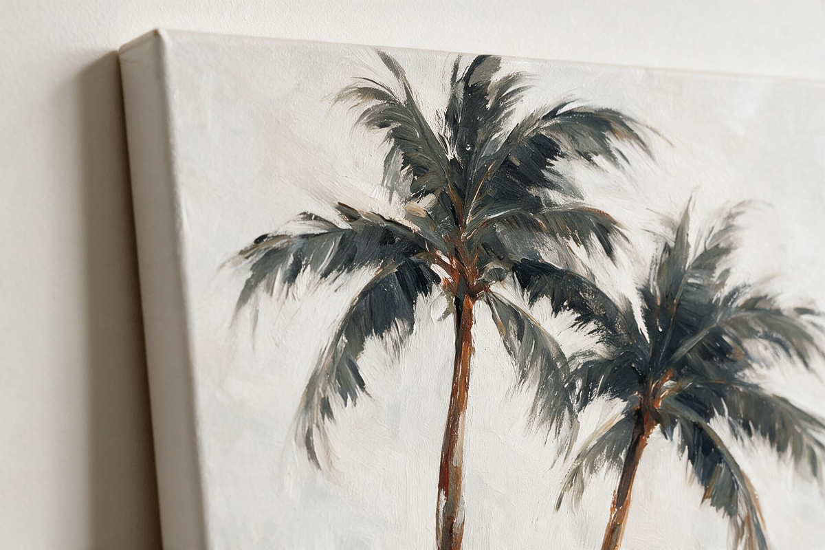 ARBYNART Impressionist Art | Two Palm Trees on Pale Ground