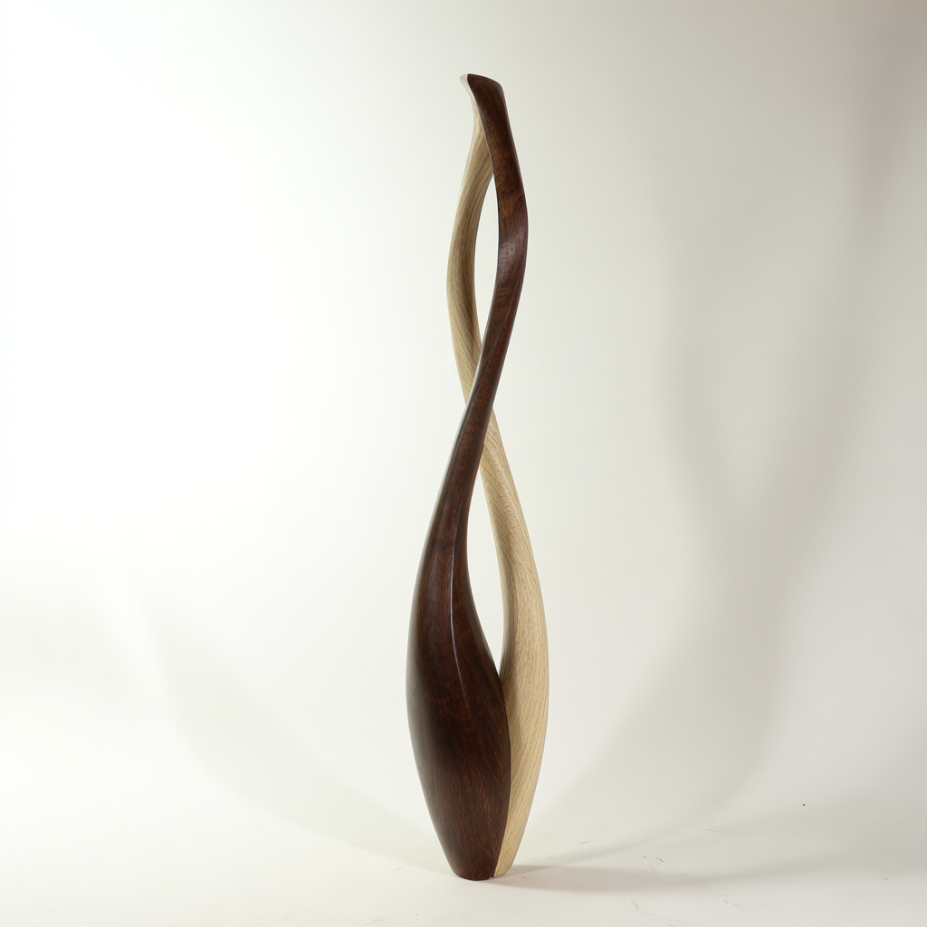 Contrast in Flow — large abstract wood sculpture