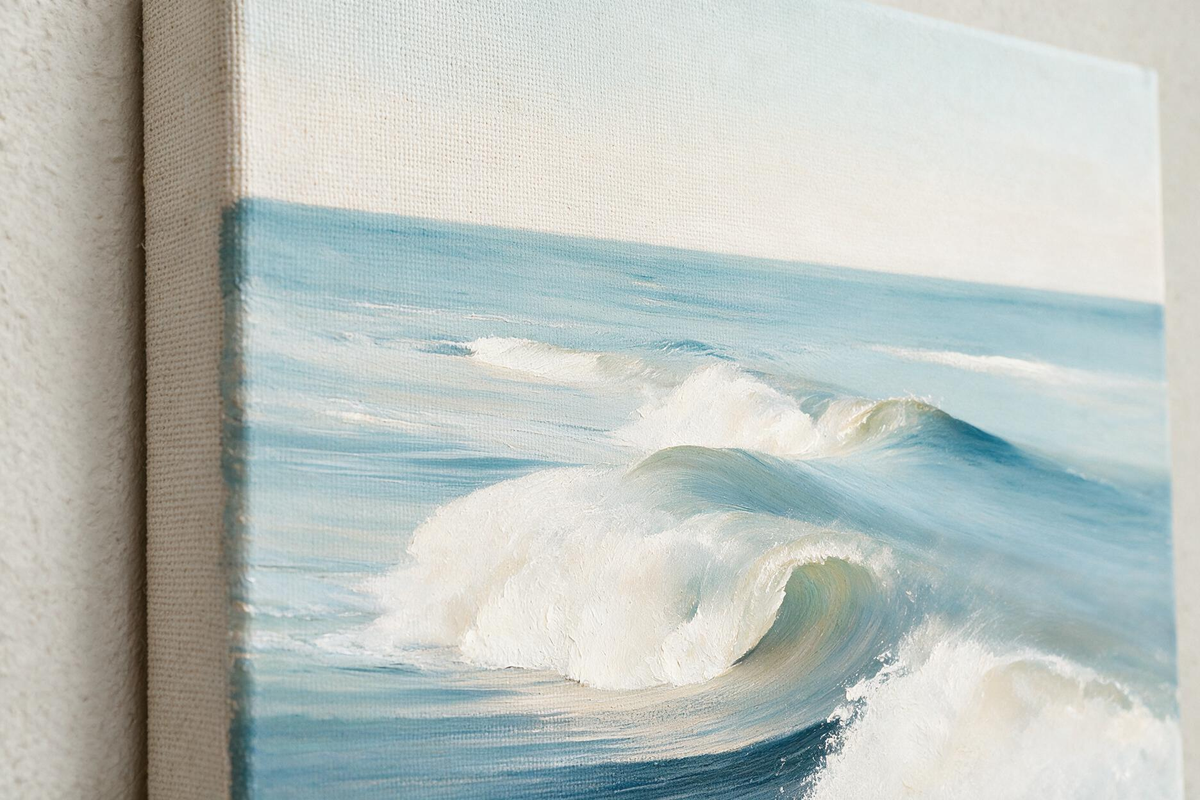 ARBYNART Impressionist Art | Soft Blue Swells Curling Inward