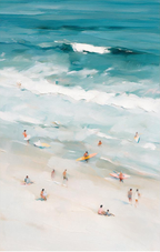 ARBYNART Impressionist Art | Tiny Surfers on a Vast Pale Beach