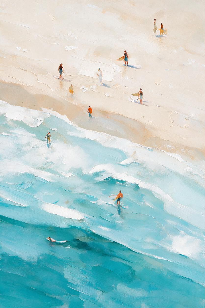 ARBYNART Impressionist Art | Diagonal Surf and Pale Sand