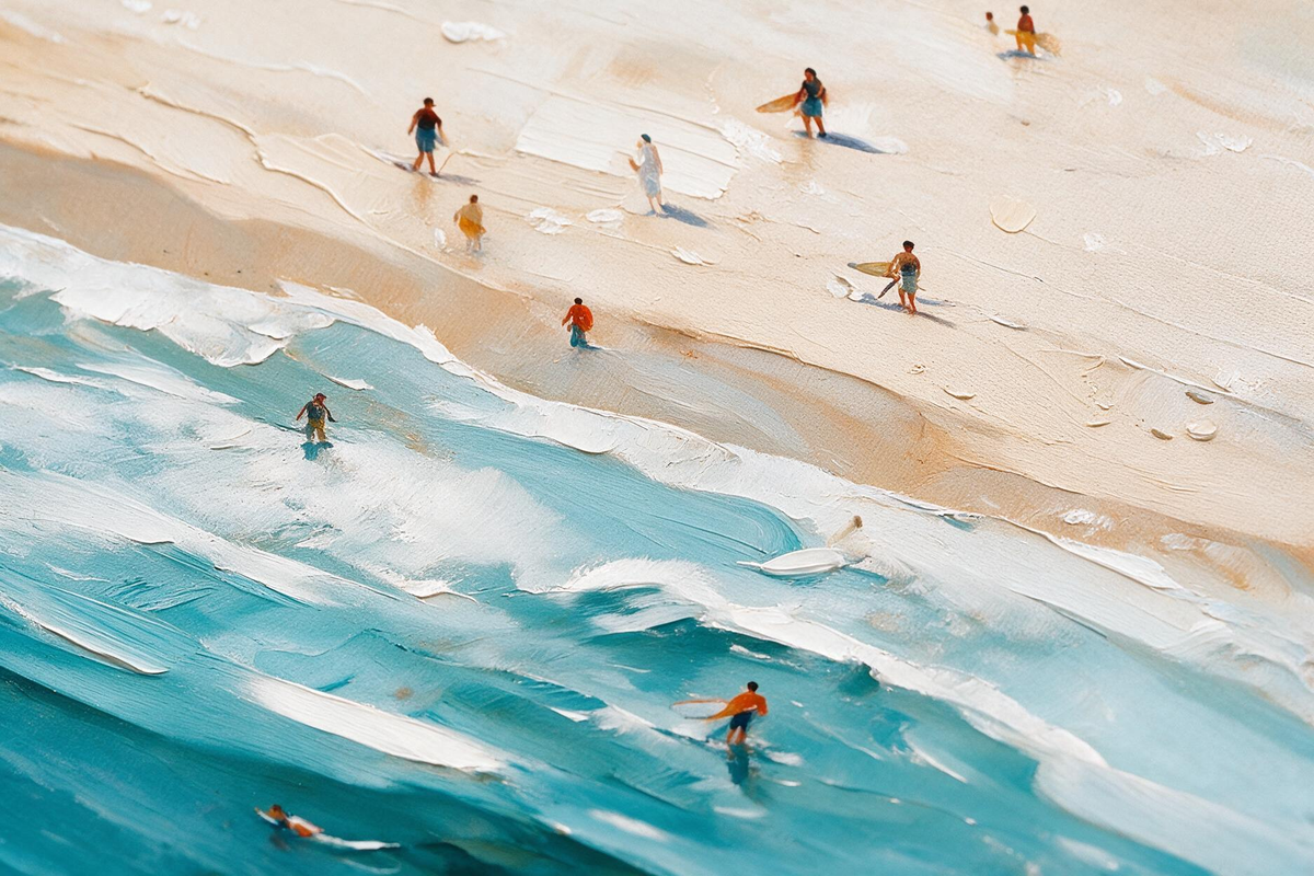 ARBYNART Impressionist Art | Diagonal Surf and Pale Sand