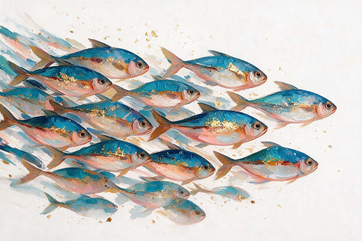 ARBYNART Abstract Art | Gilded Shoal in Motion