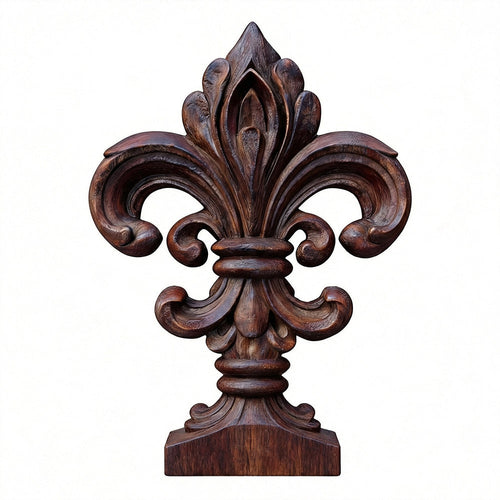 Iris Emblem — botanical wood sculpture