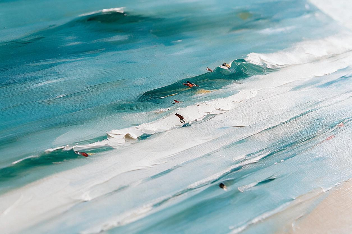 ARBYNART Impressionist Art | Surfers Along Turquoise Shores