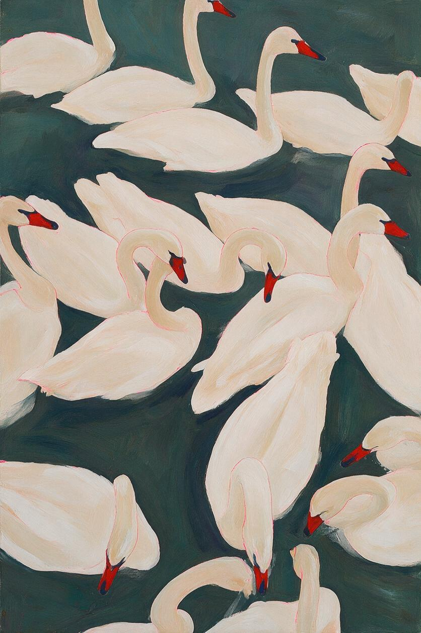 ARBYNART Abstract Art | Blush Whispers on Emerald Waters