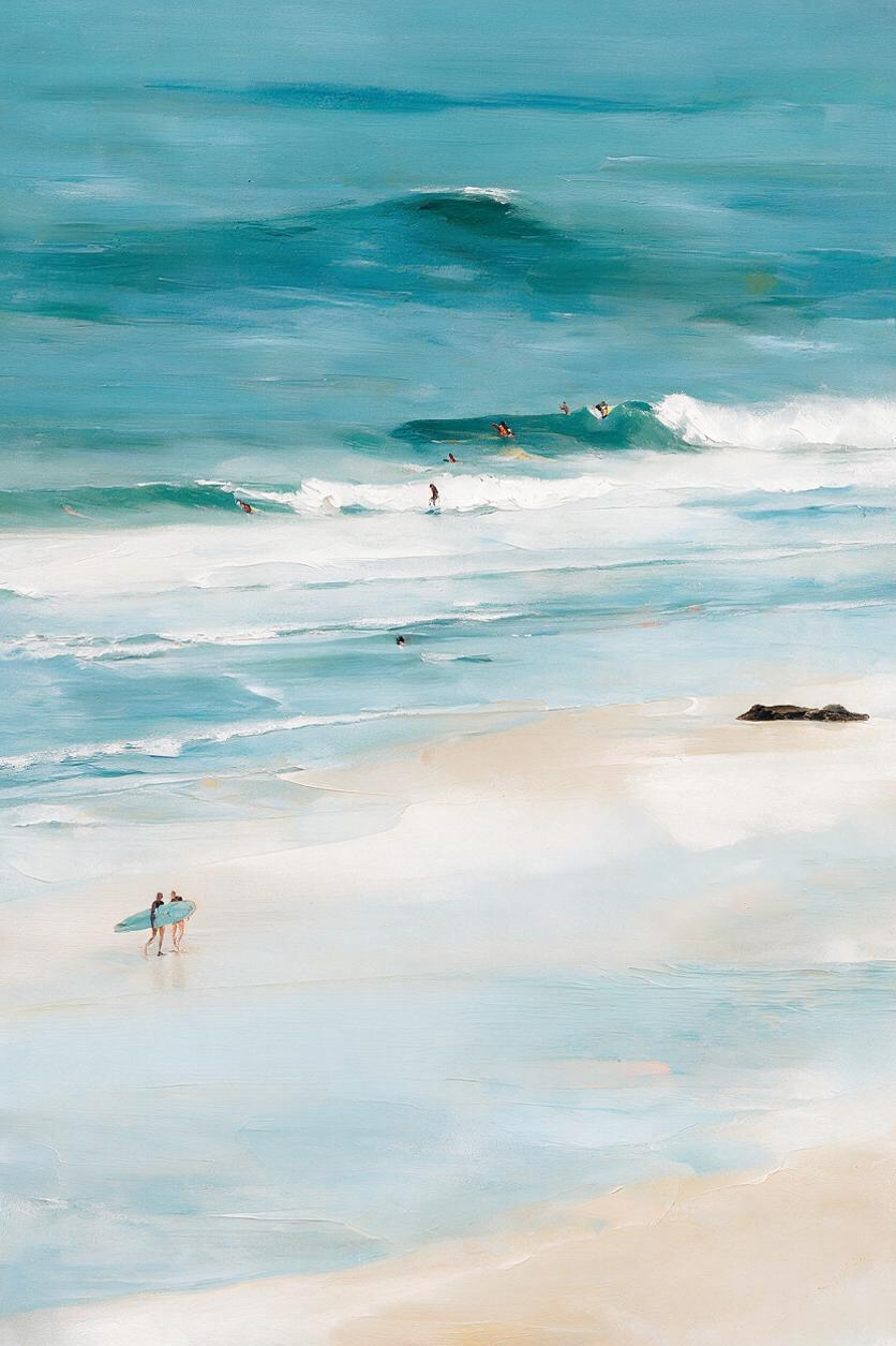 ARBYNART Impressionist Art | Surfers Along Turquoise Shores