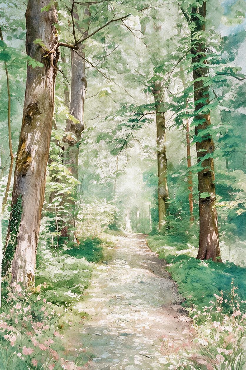 ARBYNART Impressionist Art | Emerald Woodland Path