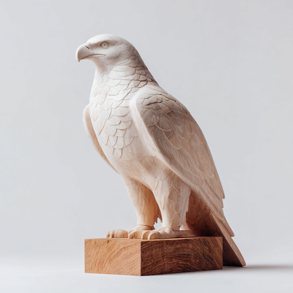 Pristine Guardian — eagle wood sculpture