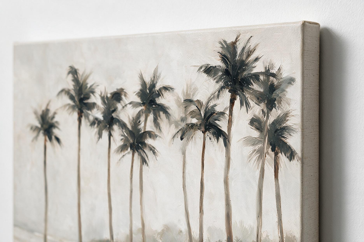 ARBYNART Impressionist Art | Tall Palms on a Foggy Shore