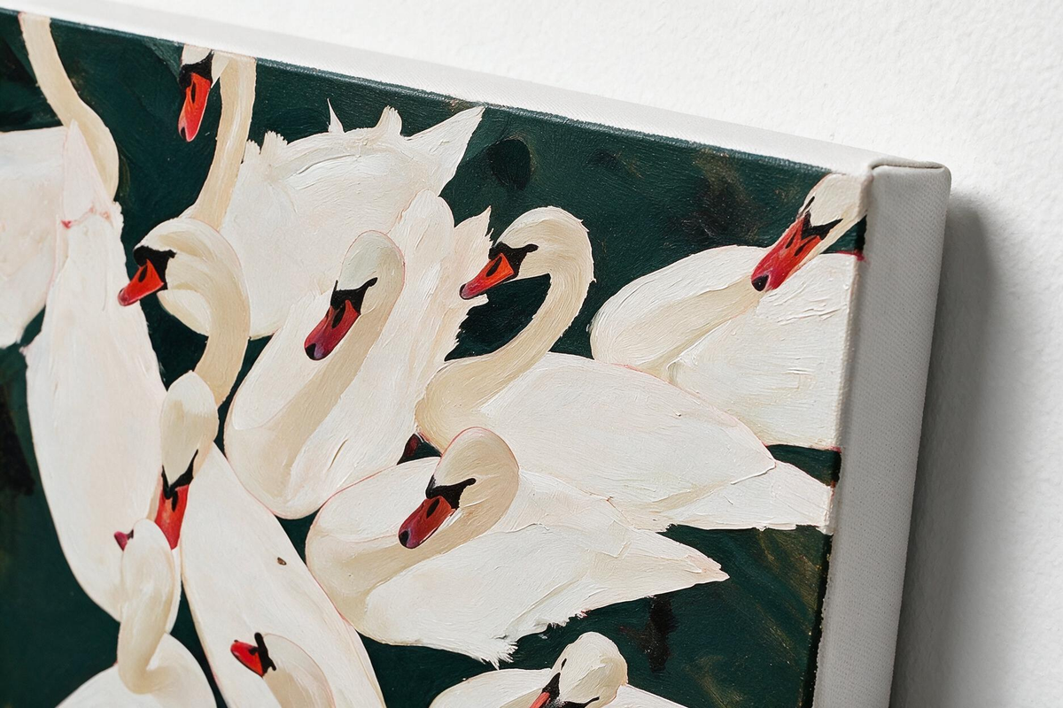 ARBYNART Abstract Art | A Gathering of Ivory Swans