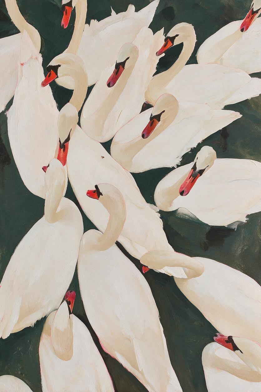 ARBYNART Abstract Art | A Gathering of Ivory Swans