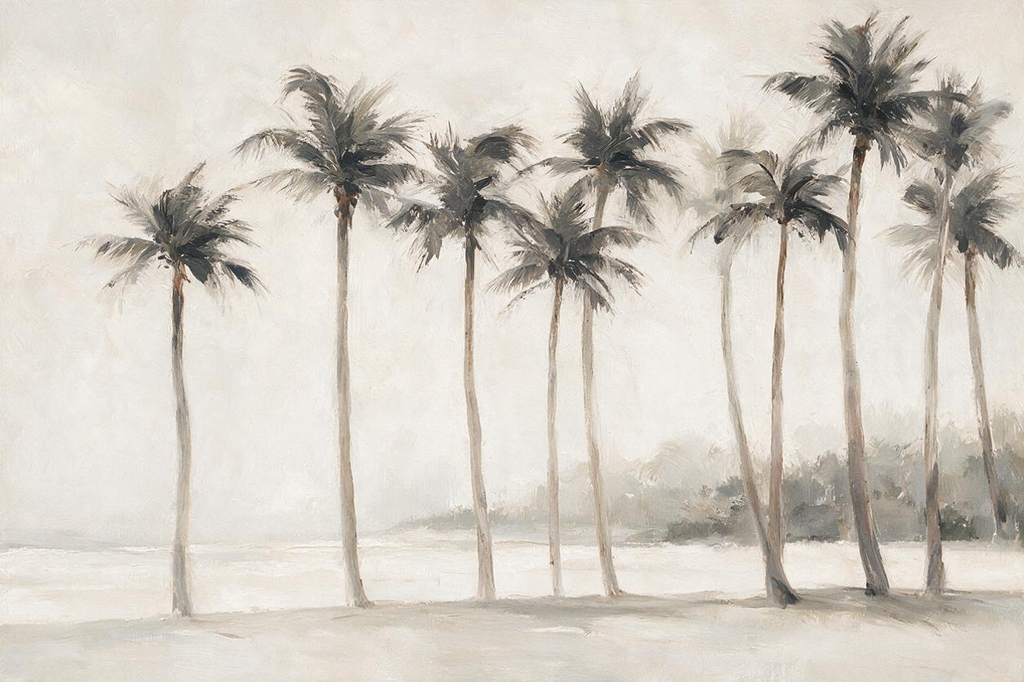 ARBYNART Impressionist Art | Tall Palms on a Foggy Shore