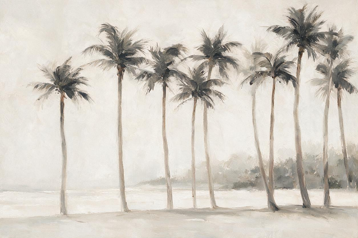 ARBYNART Impressionist Art | Tall Palms on a Foggy Shore