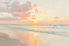 ARBYNART Impressionist Art | Pink Sunset over the Tide