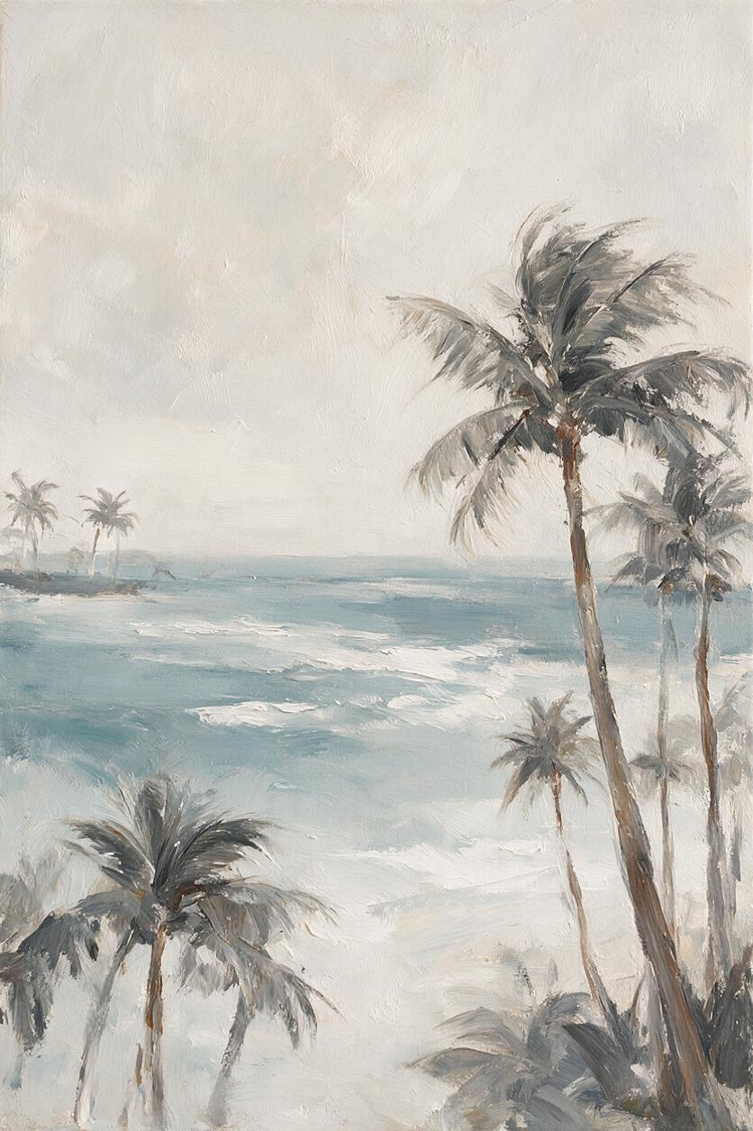 ARBYNART Impressionist Art | Palms above a Hazy Sea