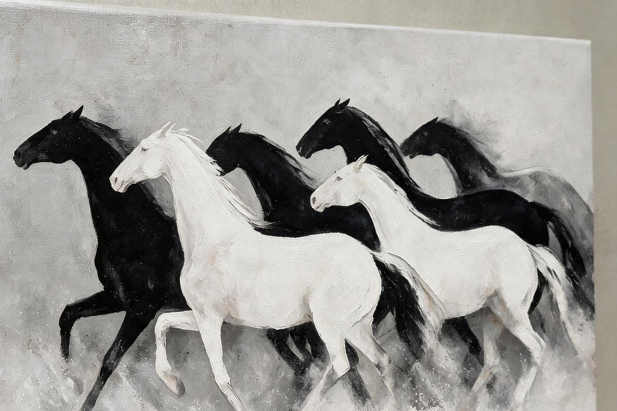 ARBYNART Americana Art | Black and White Horse Herd