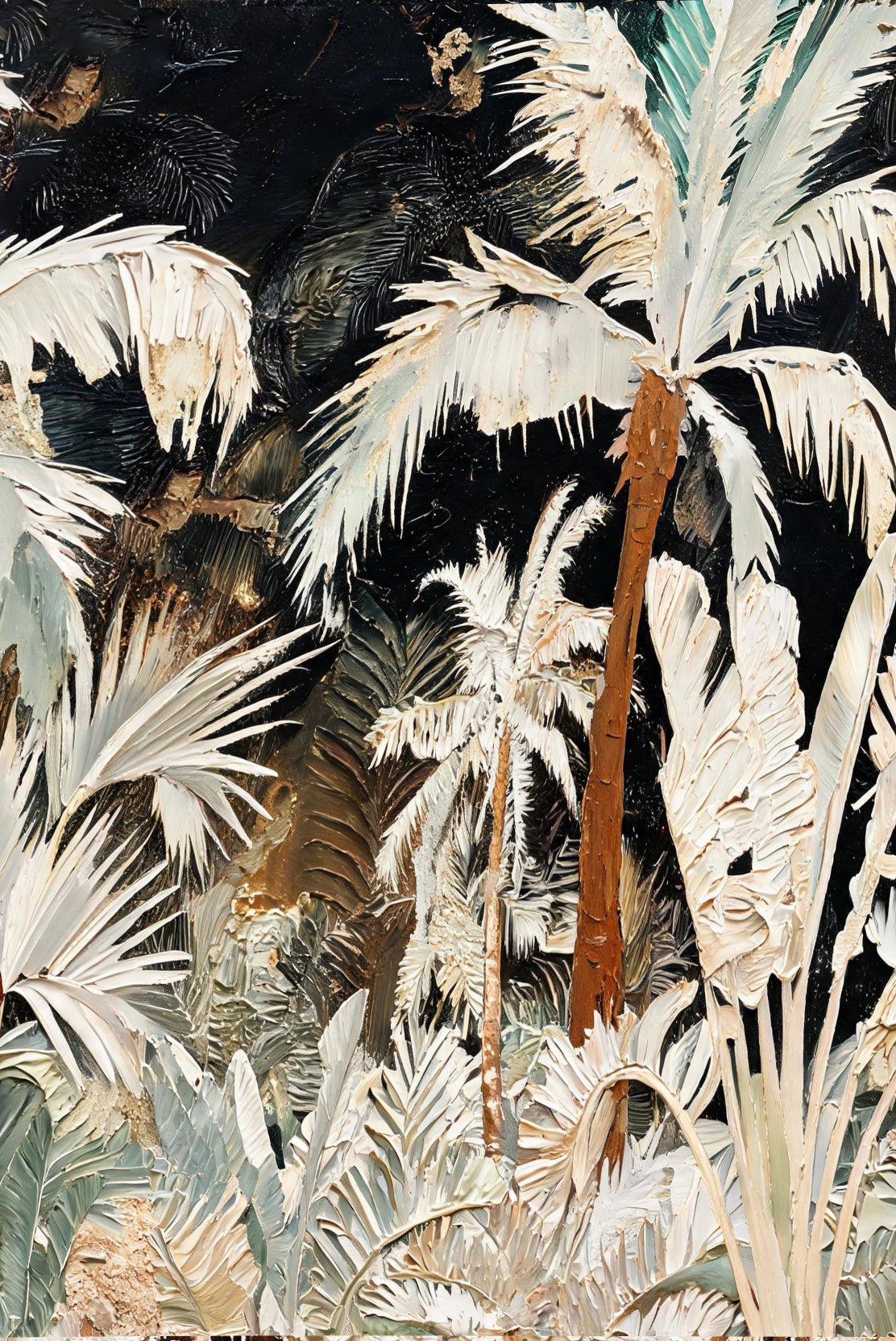 ARBYNART Abstract Art | Crimson Trunk in Ivory Fronds
