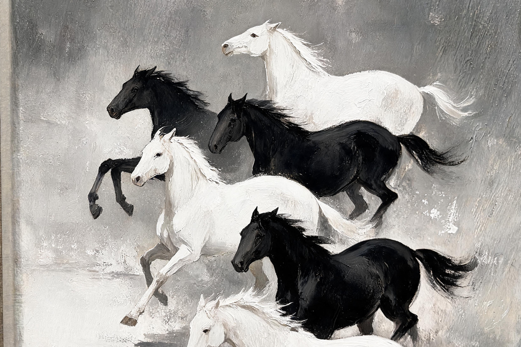ARBYNART Americana Art | Six Horses in Silver Mist