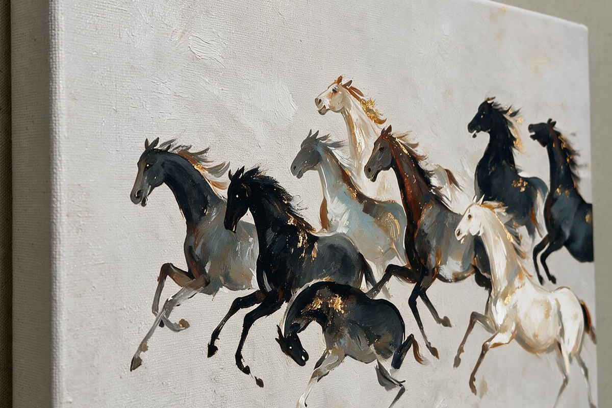 ARBYNART Americana Art | Nine Horses with Golden Flecks