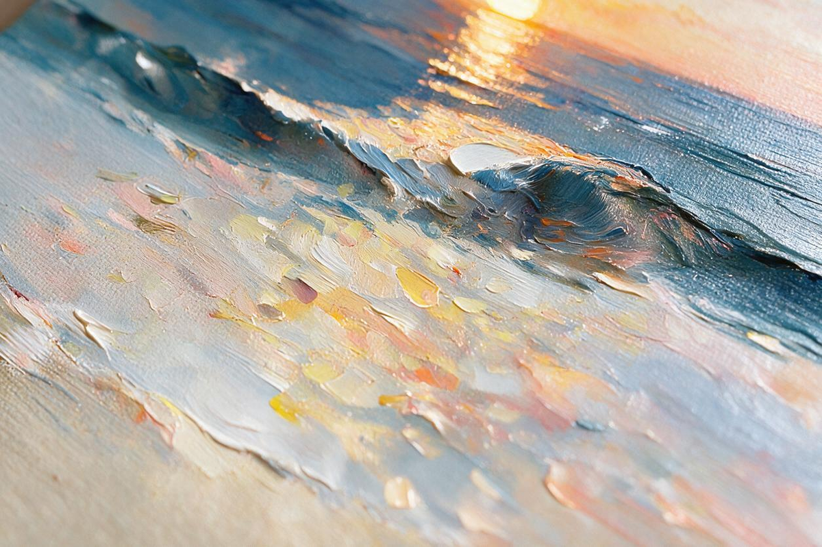 ARBYNART Impressionist Art | Golden Sun on the Open Sea