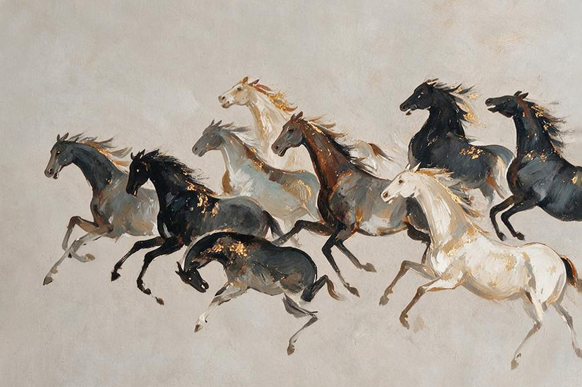 ARBYNART Americana Art | Nine Horses with Golden Flecks