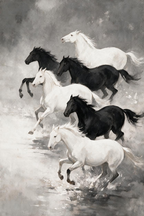 ARBYNART Americana Art | Six Horses in Silver Mist