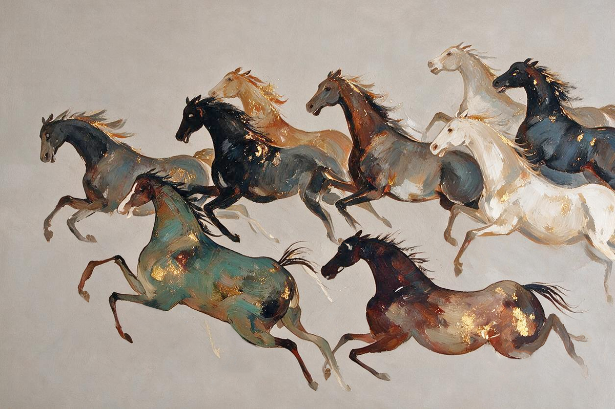 ARBYNART Americana Art | Nine Horses Mid-Gallop