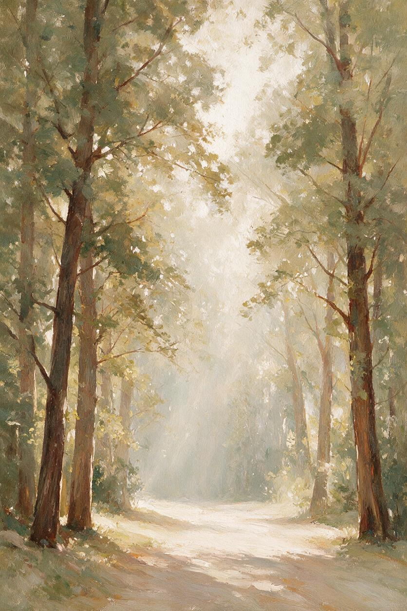 ARBYNART Impressionist Art | Tree Rows along a Sunlit Road