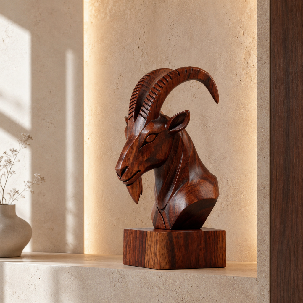 ARBYNART Alpine Ibex Bust Sculpture