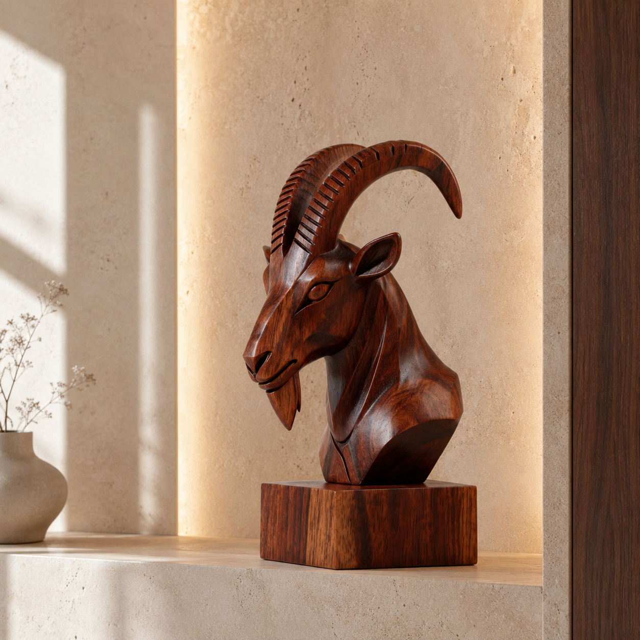 ARBYNART Alpine Ibex Bust Sculpture