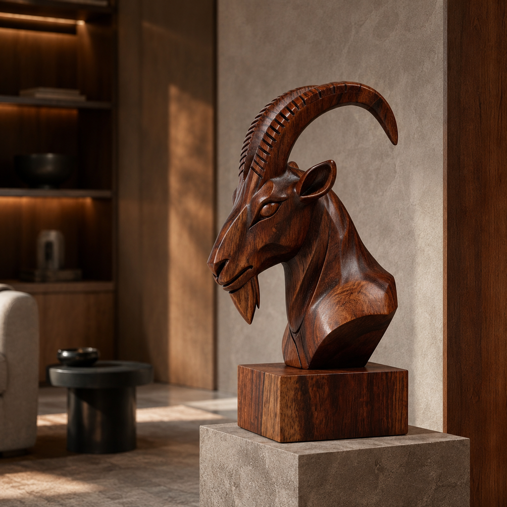 ARBYNART Alpine Ibex Bust Sculpture
