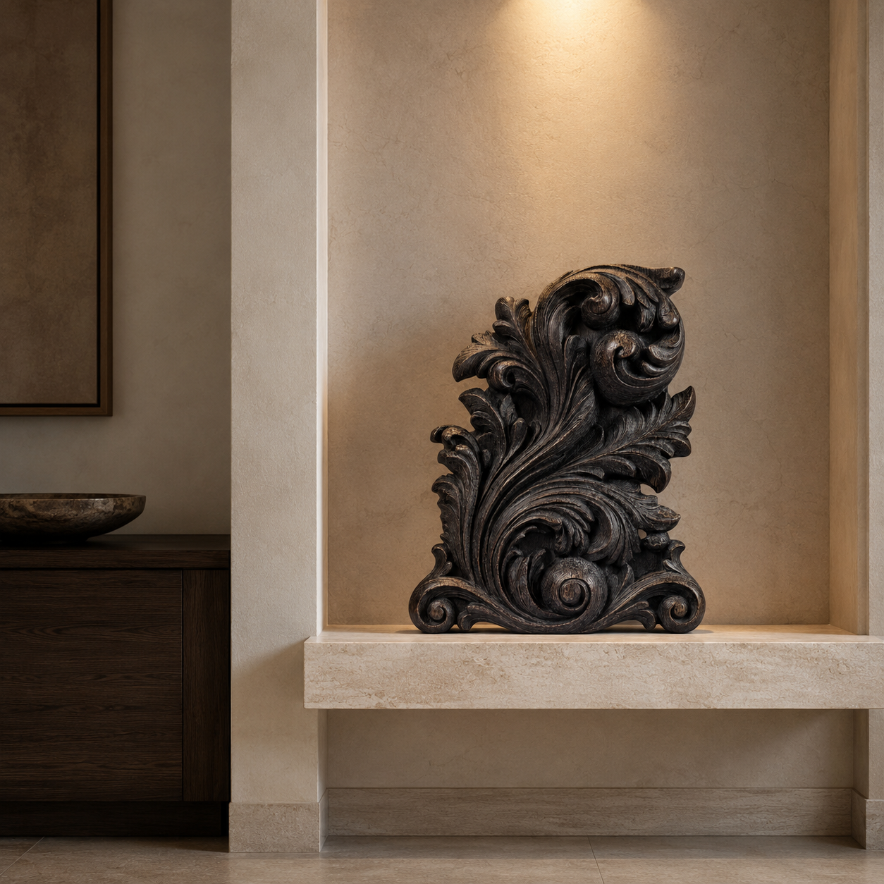 ARBYNART Baroque Acanthus Wood Sculpture