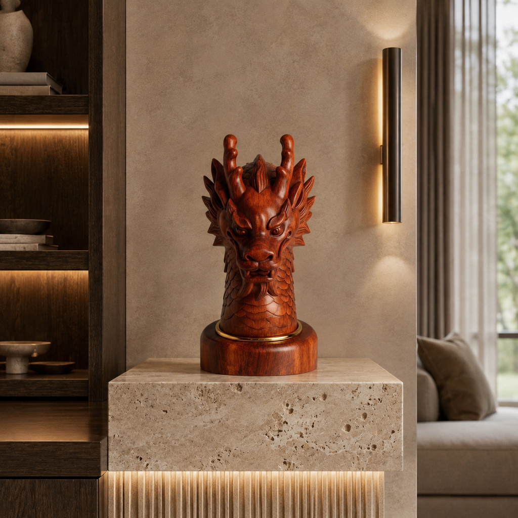 ARBYNART Carved Dragon Head Sculpture