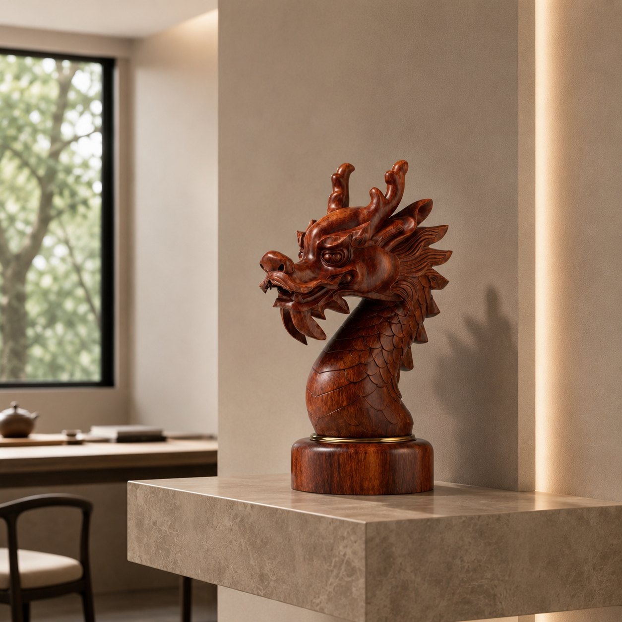 ARBYNART Carved Dragon Head Sculpture