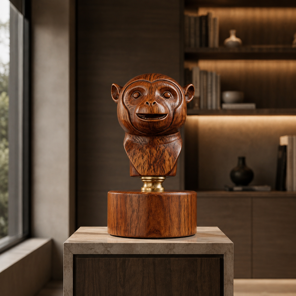 ARBYNART Carved Monkey Bust Sculpture