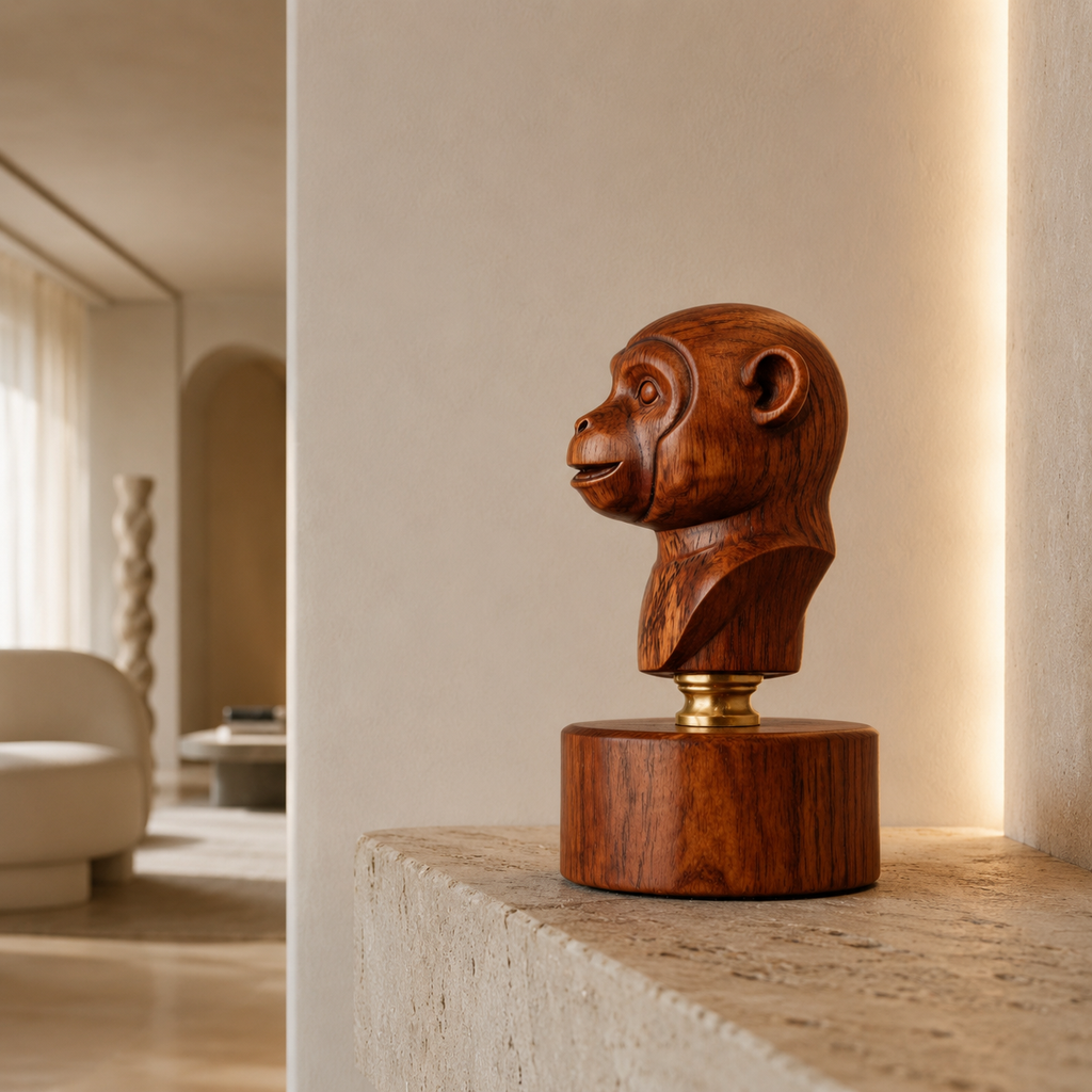ARBYNART Carved Monkey Bust Sculpture